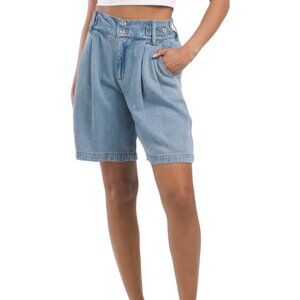 NEW YOUNG FABULOUS & BROKE womens Bella Denim Bermuda Shorts blue 253
